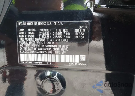 2017 Honda Hr-V Lx z USA, uszkodzony, nr VIN 3CZRU5H32HM727909